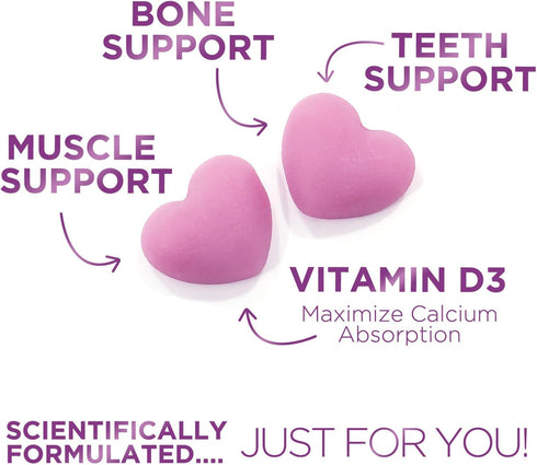 Calcium Supplement + Vitamin D3 - Sugar Free Calcium Gummies for Bone & Teeth Strength Support, Calcium Gummy Chews for Immune Support, Calcium Su...