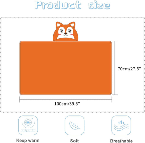 MICHLEY Baby Hooded Swaddling Blanket for Boys Girls, Animal Face Toddler Fall Winter Throw Blankets 0-3 Years(Fox)...