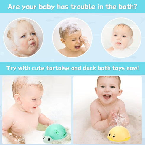 OENUX Baby Bath Toys,Spray Water Bath Toys for Toddlers,Light Up Bathtub Toys with LED Light,Auto Induction Sprinkler Swimming,Pool,Bathroom,Showe...