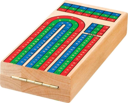 Toysmith 3-Track Cribbage Board - Handcrafted Travel Cribbage Board - Folding Cribbage Board for 2-3 Players - Classic 3-Track Layout...