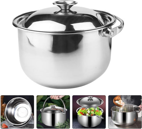 Stainless Steel Stock Pot Stockpot with Lid Soup Pot Pasta Cooking Pot for Soup Lobster Stews Cooking 20cm...