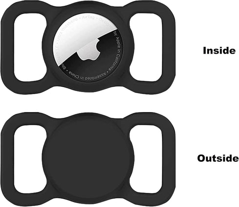 Dog Collar Airtag Holder,Silicone Airtag Dog Collar Holder Airtag Holder for Dog Collar,Dog Airtag Holder for Anti-Lost (Black&White)...