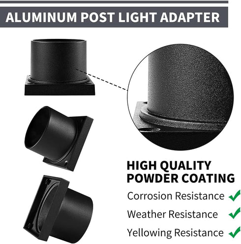 Pier Mount Adapter,Post Light Base for 3" Post Light Fixtures,Parts Kits Included, Matte Black...