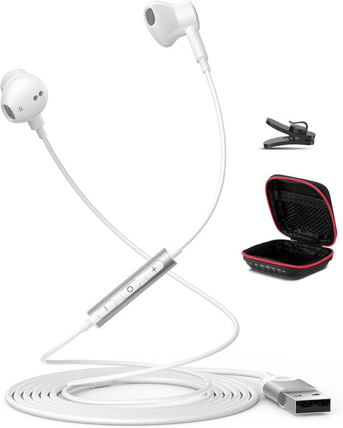 USB Headphone for PC Laptop Magnetic Wired Earbuds Computer Headset with Microphone Control Mute Mic Lightweight Noise Canceling in-Ear Corded Gam...