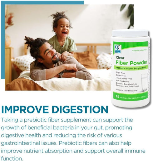 Quality Choice Clear Prebiotic Fiber Supplement Powder for Digestive Health - Tasteless, Non-Thickening Formula - 62 Servings, 8.3 Ounces - Ideal ...