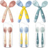 Toddler Utensils Baby Spoons and Forks Set with Case Bendable Self Feeding Training Flatware Silicone Spoon Fork for Kids Babies Children Handle T...