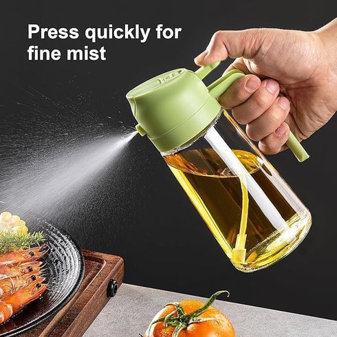 Oil Dispenser Bottle for Kitchen,2 in 1 Olive Oil Dispenser and Oil Sprayer,17oz/500ml Olive Oil Bottle,Oil Sprayer for Cooking,Premium Glass Oil ...