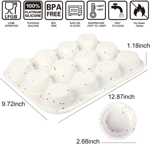 Silicone Muffin Pan Regular 12 Cups Muffin Tin for Muffin and Cupcakes, Non-stick Bakeware Durable Baking Mold Cupcake Molds BPA Free....