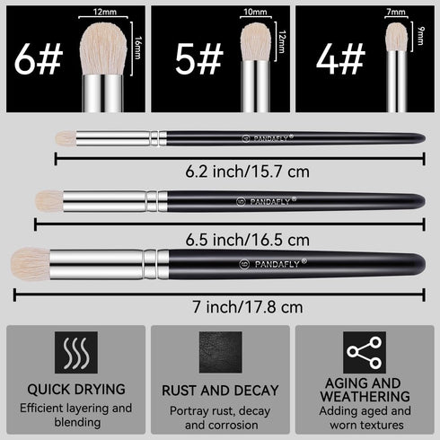 PANDAFLY Drybrush Set - 3 Sizes Hobby Detail Paint Brush Set, Acrylic Paint Brushes for Tabletop & Wargames, 40k, DND Miniatures, Citadel, Scale M...