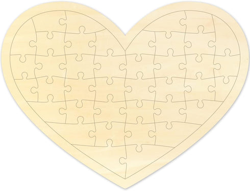 Blank Puzzle Heart Shape with 40 Pieces, Blank Heart Wooden Jigsaw Puzzle with Puzzle Tray for Crafts & DIY, Custom Puzzle 11.2x8.4 Inches 1 Pack...