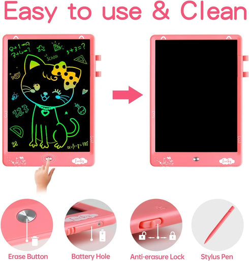 ZMLM LCD Drawing Tablet for Girls - 10 Inch Colorful Doodle Writing Pad Reusable Learning Educational Scribbler Toy for Children Boy 3 4 5 6 7 8 9...