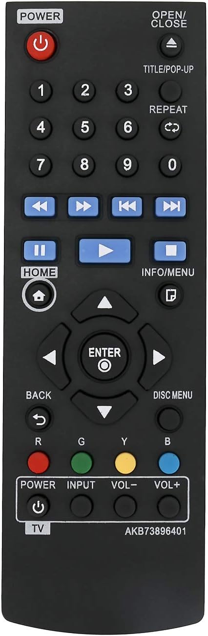 AIDITIYMI AKB73896401 Remote Control Replace Fit for LG Blu-Ray Streaming Disc DVD Player BP340 BP135 BP335W BP300 BP135 BP145 BP155 BP175 BP255 B...