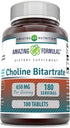 Amazing Formulas Choline Bitartrate Supplement | 650 Mg | 180 Tablets | Non-GMO | Gluten-Free | Made in USA...