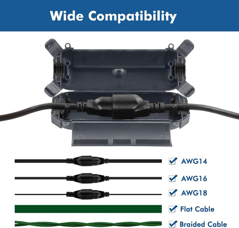 2 Pack of RESTMO Compact Outdoor Extension Cord Cover, IP44 Waterproof Box and Safety Housing Case, Ideal to Protect Outdoor Plugs, Electrical Con...