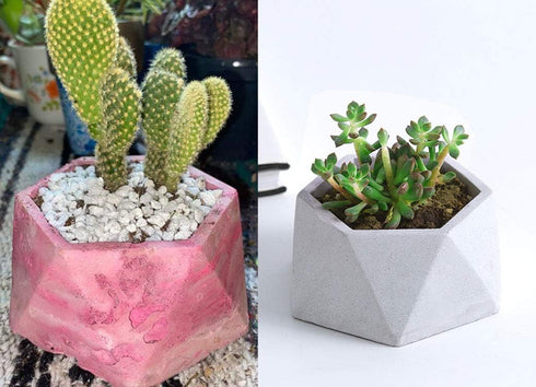 Silicone Flower Planter Mold for Concrete Succulent Pot, Candle Container DIY, Hexagon...