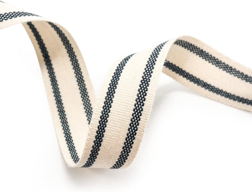 CT CRAFT LLC Ivory Cotton Black Stripes Ribbon 5/8" x 10 Yards for Home Décor Gift Present Wrapping DIY Crafts Birthday Wedding Bouquet Christmas...