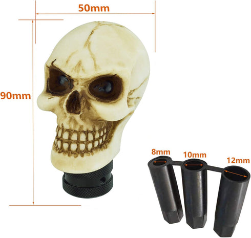 Lunsom Skull Gear Stick Shifter Knob, Resin Gear Shift Head Shifting Stick Handle Car Transmission Fit Automatic Manual Vehicle (White)...