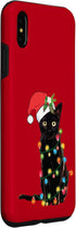 iPhone XS Max Santa Black Cat Tangled Up In Christmas Tree Lights Case...