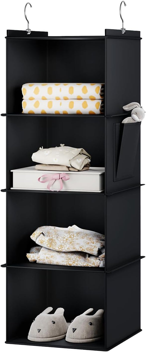 Hanging Closet Organizer, 4-Shelf Closet Hanging Storage Shelves, Black...