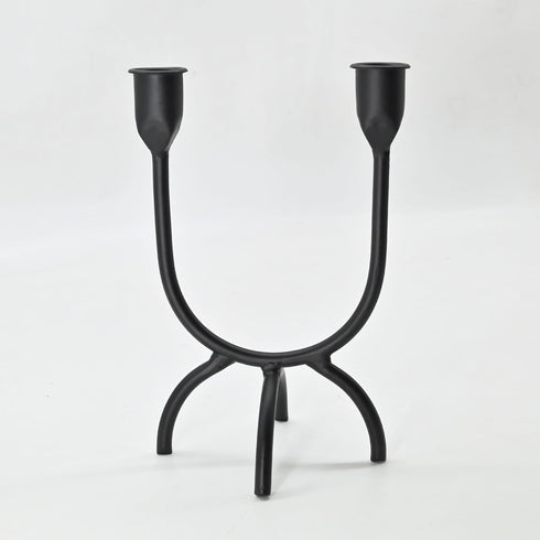 Hand Forged Iron 2Arm Candelabra Black Candle Holder Taper Candle Sconces for Table Centerpiece, Wedding Reception, Festive Christmas Mantel Decor...