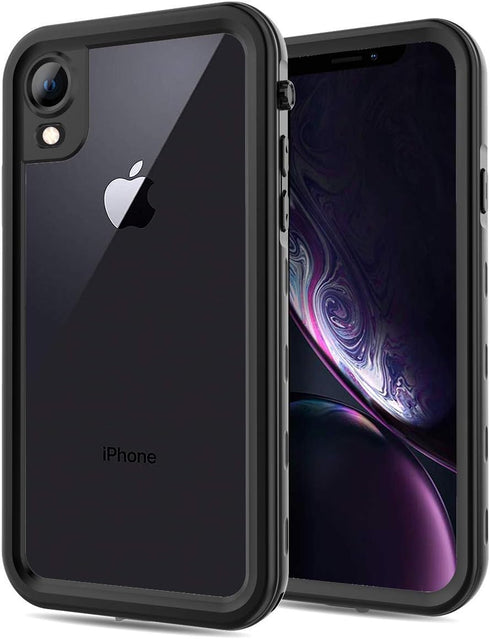 Compatible with Apple iPhone XR Case, Full-Body Protective Waterproof Case, Shockproof Snowproof Clear Cover for iPhone XR (6.1 Inch,Black)...