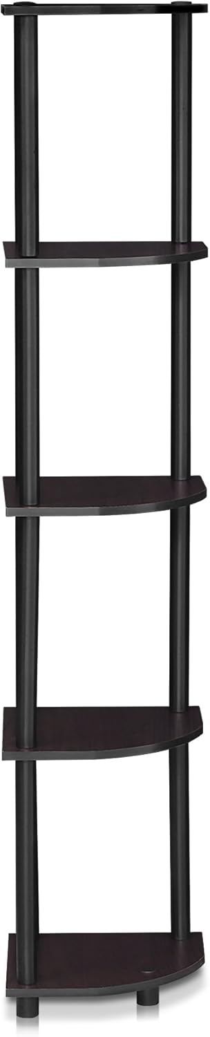 Furinno Turn-N-Tube 5 Tier Corner Display Rack Multipurpose Shelving Unit, 1-Pack, Dark Walnut...