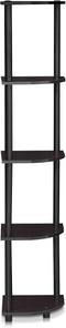 Furinno Turn-N-Tube 5 Tier Corner Display Rack Multipurpose Shelving Unit, 1-Pack, Dark Walnut...