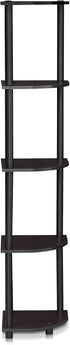Furinno Turn-N-Tube 5 Tier Corner Display Rack Multipurpose Shelving Unit, 1-Pack, Dark Walnut...