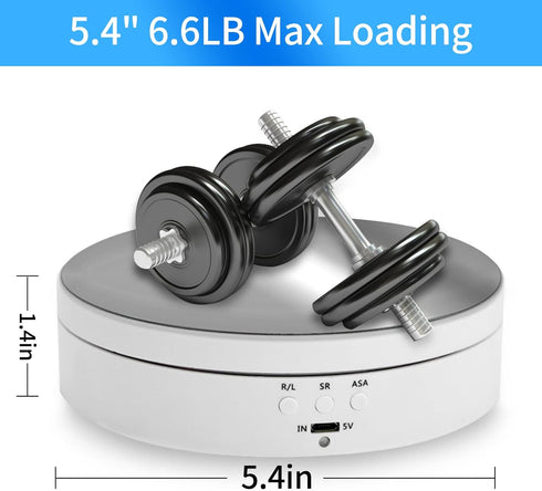 Foleto Rotating Display Stand, 360 Degree Motorized Turntable Display Stand for Photography Products and Shows, with USB Power Cable, Max Load 6.6...