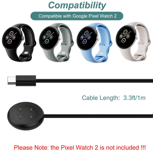 Kissmart Charger Cable for Google Pixel Watch 2, Magnetic Charging Cable Cord for Pixel Watch 2 Smartwatch (1, Black)......