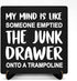 Mind is Like a Junk Drawer on a Trampoline Wooden Sign 5x5 Inch, Funny Desk Sign For Home Decor Office Decor, Funny Gifts for Women DMP40...