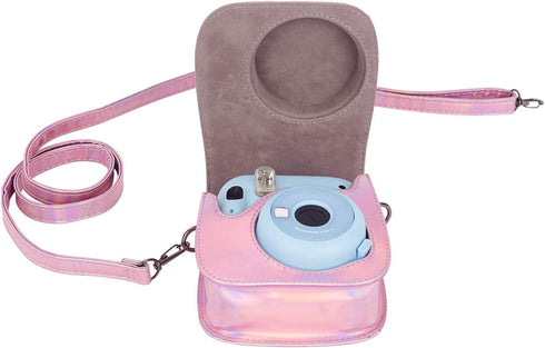 Phetium Instant Camera Case Compatible with Instax Mini 11/12,PU Leather Bag with Pocket and Adjustable Shoulder Strap (Magic Pink)...
