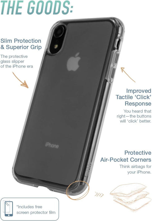 Smartish iPhone XR Clear Case - Nudist Frosted Clear - Protective Slim Grip Shock Resistant Cover (Silk) - Nothin' to Hide...