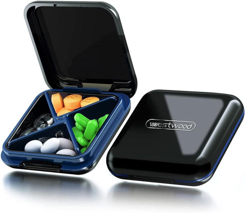 Pill Box Organizer, Waterproof Pretty Daily Pill Case - Travel Portable Medicine Box, BPA Free Pill Container for Vitamins, Fish Oils, Supplements...
