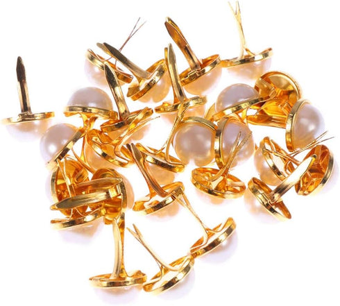 100pcs Mini Brads Metal Pearl Brad Paper Fastener for Scrapbooking DIY Craft Clothing Decoration Gold 12mm...
