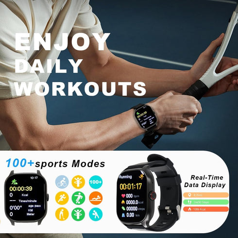Smart Watch (Answer/Make Calls), 2024 Newest 2.01“Inch Fitness Tracker, Heart Rate/Sleep Monitor/Pedometer/Calories, Multiple Sports Modes, Waterp...