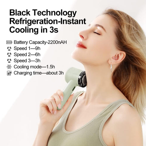 HITNEXT Portable Handheld Fan, Mini Cold Compress Fan Small Personal Fan for Travel USB Rechargeable with 2200mAh Battery 3 Speeds Desk Fan for Ho...