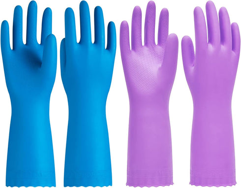 PACIFIC PPE 2 Pairs Dishwashing Cleaning Gloves with Latex free, Cotton lining, Kitchen Gloves (Purple+Blue, Medium)...