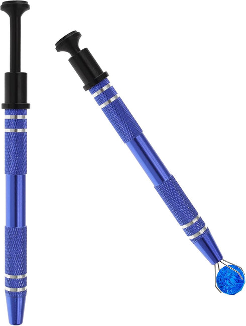 2 Psc Pick Up Tool, IC Clip Tweezers, Metal 4 Prongs Grabber Tool for Catch IC Chips, Electronic Tiny Components & Jewel, Blue...