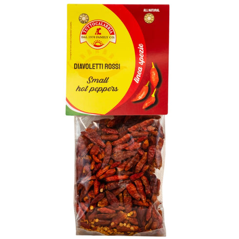 TUTTOCALABRIA Calabrian Diavoletti Rossi, Small Dried Spicy Hot Chili Peppers, 50g, All Natural, Non-GMO, Product of Italy...