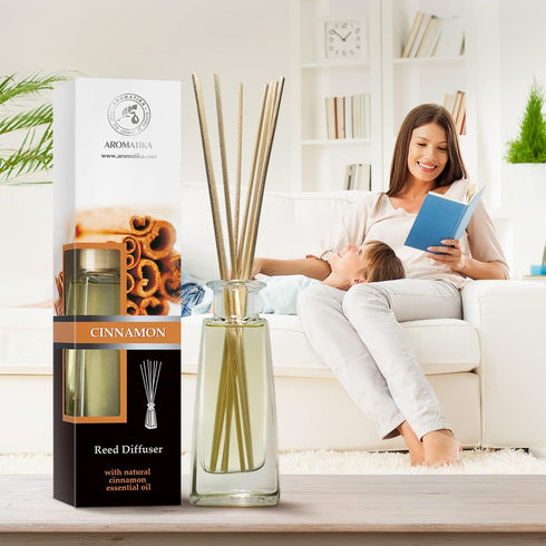 Reed Diffuser Cinnamon 3.4 Fl Oz(100ml) - Room Diffuser with Cinnamon Essential Oil - Home Fragrance - Aromatherapy Air Freshener - Oil Diffuser -...