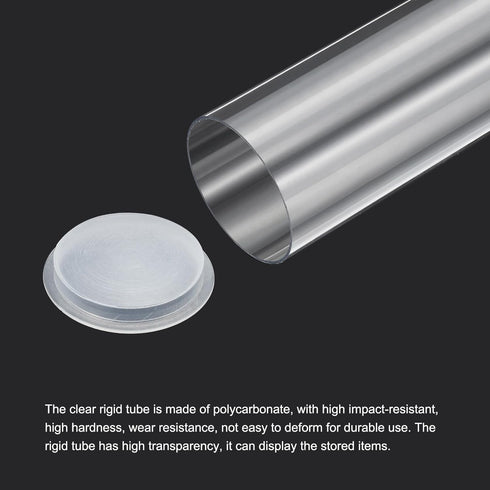PATIKIL 11.8"L x 1.7"Dia Clear Storage Tubes, 1Pcs PC Plastic Transparent Hollow Round Rigid Tube with Cap for Beads Bath Salt Container Wedding P...