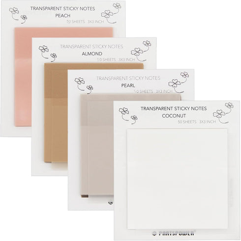 Pastel Transparent Sticky Notes, 4 Pads 3X3 Inch See Through Annotating Sticky Notes for Annotating, Bible Journaling Supplies, Office School Supp...