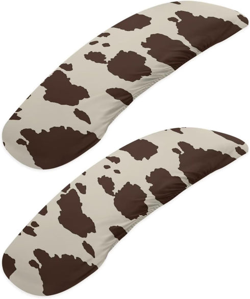 Brown Cow Print Rotating Chair Arm Cover Stain Resistant Durable Armrest Slipcover Pads Office Computer Gaming Desk Rotating Chair Elastic Armrest...
