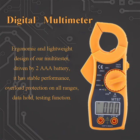 Multimeter,Digital Clamp Multimeter AC DC Voltmeter Ammeter Ohmmeter Volt Tester LCD Meter,with Overload Function...