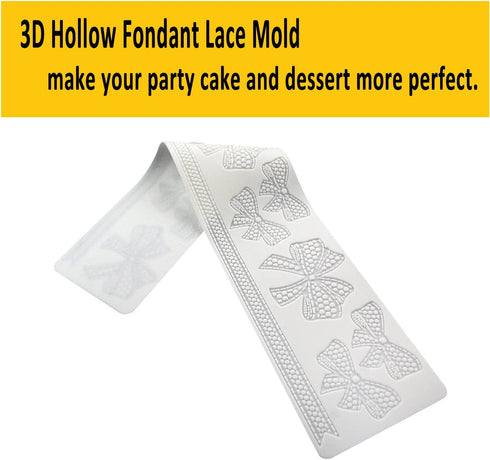 3D Hollow Bowknot Shape Molds, Hollow Chocolate Mold, Silicone Baking Molds Fondant Lace, Fondant Lace Mold for Cake Decoration Cupcake Top(Bowkno...