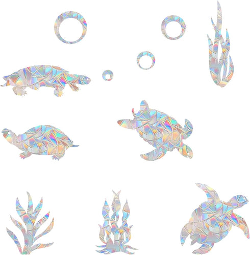 27 Pieces Turtle and Bubble Anti-Collision Window Clings - Glass Reminder Prism Decals - Avoid Birds Strikes – Decorate Your Glass Doors, JD022HAI...
