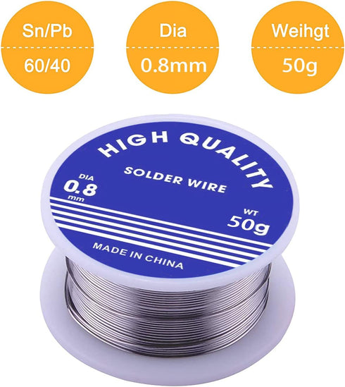 Solder Wire,Diameter Rosin Core Solder Wick for Electronic Electrical Soldering Components Repair(0.8mm,Net 50g)...