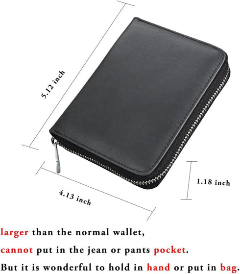 boshiho RFID Blocking 24 Slot Credit Card Holder Wallet Real Leather Multi Card Organizer Wallet with Zipper...