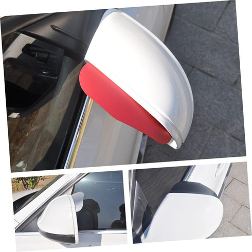2Pcs Red Aluminum Alloy Side Mirror Rain Shield Flexible Rearview Mirror Visor Guard Protects From Rain Snow Sunlight for Cars Suvs Trucks...